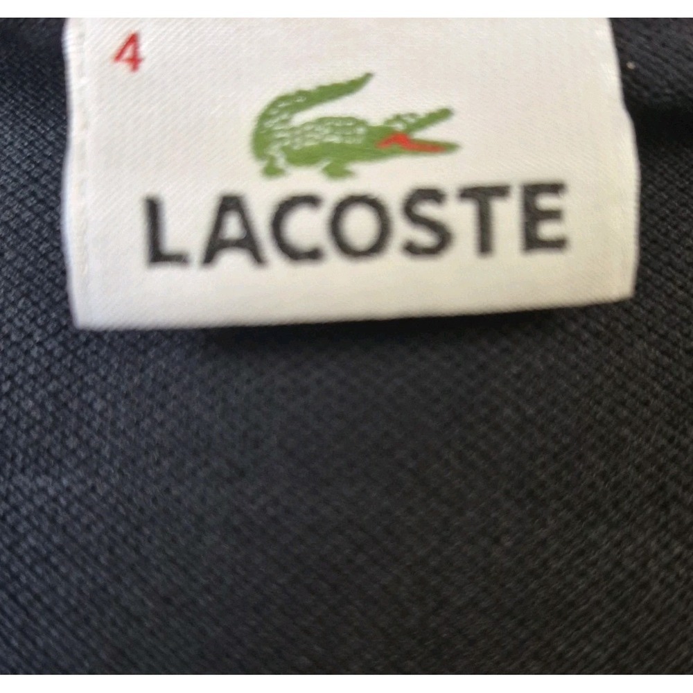 Lacoste Rainbow Trim Polo Shirt Black Mens Size 4 Medium Croc - Picture 3 of 12